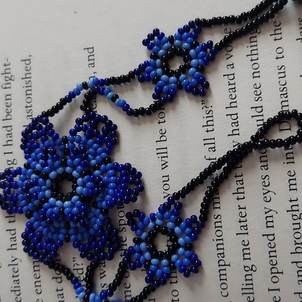 Handmade Seed Bead Dangle Flower Earrings & Bracelet Set - Picture 6 of 8